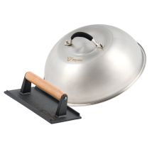 Campana Térmica De Acero Inoxidable Con Peso Para Carne De Hierro Fundido Campana Para Hamburguesas - Bbq-toro