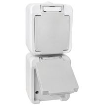 102437 Interruttore Per Ambienti Umidi Presa Doppia Pera Grigio Chiaro, Grigio Scuro 1 Pz. - Peranova