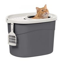 Iris Ohyama, Bac À Litière Fermé, Entrée Par Le Haut, Couvercle À Trous, Pour Chat, Gris, Tecl-20