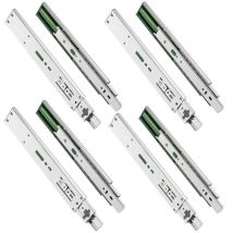 Gtv Lot De 4 Rails De Tiroir H45-45,3 X 300 Mm - En Acier Galvanise Robuste - Systeme D'Abaissement Automatique - Rail Telescopique A Billes - Charge 