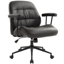Iwmh Chaise De Bureau, Fauteuil Pivotante Ergonomique Avec Accoudoirs Amovibles, Siege En Cuir Pu Réglable - Noir