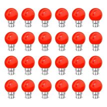 Lot De 24 Ampoules Led Rouges B22 Incassables - Guirlandes Guinguette - Culot Baïonnette