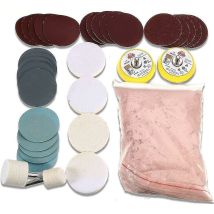 Lot De 34 Disques De Polissage Pour Verre Poudre D'Oxyde De Cérium Tampons De 50 Mm Élimination Des Rayures Profondes