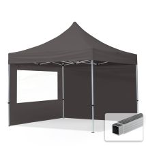 House Of Tents - Gazebo Pieghevole Giardino 3x3m - 2 Laterali Alluminio Telo Idrorepellente Padiglione Mercati Sagre Grigio