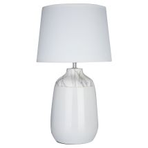 Interiors By Premier Elegant White Ceramic Table Lamp, Contemporary Bed Table Lmap, Easily Maintained Lamp For Livingroom Table