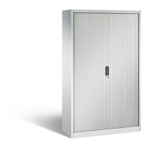 Certeo Rollladenschrank Omnispace – H1980 x B1200 x T420 mm – Stahl – Traglast pro Einlegeboden: 50 kg – Lichtgrau