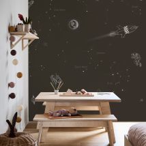 Papier Peint Panoramique Voyage Dans L'Univers 300 X 280cm Gris Acier