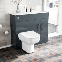 James 1000mm Freestanding Grey Mdf Slimline Vanity, Basin, Wc Unit & Btw Toilet