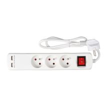 Expert-line - Tcd Blanco Con Cable 3 X 16 A + Interruptor Y 2 Puertos Usb - 487419 - 3219514874190