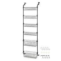 Toque Over Door Pantry Organiser 6 Tier Kitchen Hanging Storage Rack Black Metal