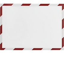 Cornice magnetica safety 5 pz formato UNI A4 - Rosso e bianco - Portadocumenti magnetico - Conformità ISO 3864-4