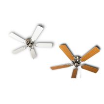 Pepeo – Kisa Deluxe Ceiling Fan – Brushed Nickel – White/Maple Blades – 220-240V – 44W – 202 RPM – 5220 m³/h
