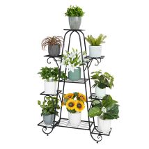 Blumenständer Metall 9 Ablagen Blumenregal Pflanzregal Pflanzentreppe Für Innen Außen Deko, 130 X 90 Cm