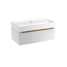 Naturel Badezimmermöbel Mit Waschbecken Naturel Stilla 80x30x45 Cm Weiß (stillad08005u2)