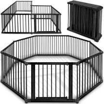 Kiduku Barrière De Sécurité Parc Bébé Xxl 7,2 Mètres Noir, Pliant, Porte Inclus, À 8 Pièces, Forme Individuelle Selon Votre Choix