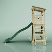 Neapel Spielturm aus Holz – Doppelschaukel – Rutsche – 50 kg – 266 cm – 229 cm – 284 cm – Dunkelgrün
