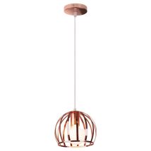 Industrial Pendant Light Metal Cage Hanging Ceiling Lamp Rose Gold Adjustable Chandelier