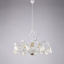 Bonetti Illumina - Cesto – Shabby-kronleuchter Aus Weiß Lackiertem Eisen, 8 Lichter, 112 – Ø85 – Bl274-8-bco