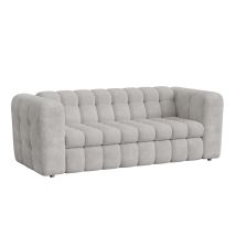 Daria - Canapé 3 Places Convertible En Tissu Matelassé Gris Matelas 14 Cm