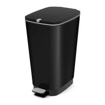 Kis Chic Pattumiera L - Pattumiera Decorata A Pedale Con Anello Fermasacco Per Sacchetto Da 50 Lt - 29x44,5x60,5h Black