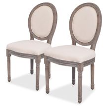 The Living Store - Set Di 2 Sedie Da Cucina Sala Da Pranzo In Stile Classico In Tessuto Crema Cds020434