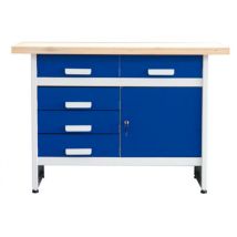 Banco WB 5 – 5 cajones – Madera de haya 40 mm – Chapa de acero recubierta de polvo – Ideal para bricolaje