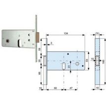 2pz Serratura Infilare Profilati 2 Mandate E Scrocco Mm.64 H 804 - Mm.60 (80460