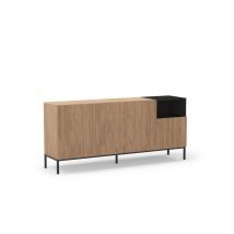 Mueble Aparador 4 Puertas 1hueco Md-roque Acabado Roble Sepet/negro, 180cm(ancho) 80cm(alto) 42cm(largo)
