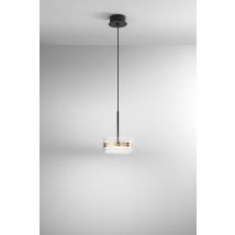 Suspension Led 14w En Métal Et Alu, Design Bi-émission, Finition Or Poli Et Noir Mat, Variable, D.20 Cm - Perenz