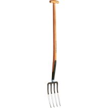 Forcella di Vanga Rex Piccola in Acciaio Indurito – Manico in Legno Laccato Scuro – 4 Tines – Certificazione PEFC