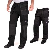 Lee Cooper Workwear Lcpnt216 Uomo Multi Tasca Con Tasche Per Ginocchiere Fondina Fissa Lavoro Cargo Pantaloni, Nero, 42w / 31l