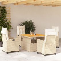 Vidaxl 5-tlg. Garten-essgruppe Mit Kissen Beige Poly Rattan