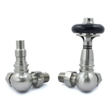 West - Amberley Corner Thermostatic Radiator Valve And Lockshield - Satin Nickel