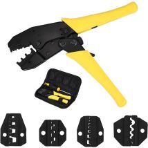 Cable Crimping Pliers, Cable Crimping Pliers With 5 Interchangeable Jaws, Ratchet Pliers For Wire, Shrink Connectors, Nylon, Uninsulated, Cable Lugs