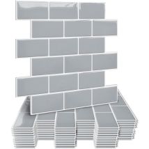 2.5mm Thickness Peel And Stick Wall Tiles Kitchen Backsplash, Waterproof Stick On Tiles, Grey Self Adhesive Wall Tiles Bathroom Subway Tiles Grey 5 