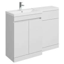 Balterley Tean 1100mm Floor Standing Compact Unit With Left Hand Polymarble Basin - White