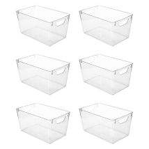 Toque 6pcs Fridge Storage Bins Clear Kitchen Organiser Containers Pet Stackable