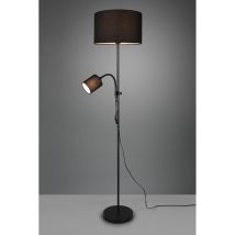 Trio Lighting - Owen Piantana Metallo Nero Con Lampada Lettura E 2 Paralumi Attacco E14-e27 Con Accensioni Separate D. 36cm Altezza 160cm