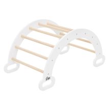 Arco Di Arrampicata Per Bambini Naturale-bianco 89x52x45,5 Cm Altalena Ad Arco In Legno Struttura Di Arrampicata Per Interni Per Bimbi E Ragazzi Dai 2