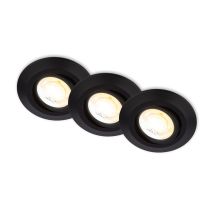 Briloner - Klira, Jeu De 3 Spots Led Encastrables 230v,intensité Lumineuse Variable,haute Stabilité De Couleur, Interrupteur Cts,orientable,noir,