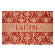 Wadiga – Rectangular Doormat – Dusk Pink & Natural Art Deco Pattern – Slip-Free PVC Backing
