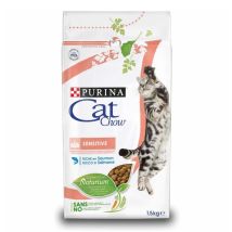 Purina Cat Chow Adult Sensitive Trockenfutter für Katzen 1,5 kg – Hochwertige Proteine – Omega-3- und Omega-6-Fettsäuren – Gesunde Haut und Fell