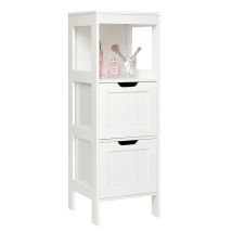 Meerveil Bathroom Cabinet With 2 Drawers Storage Unit Modern Wooden Floor Cabinet For Bathroom, 30 X 30 X 89 Cm (l X W X H), White