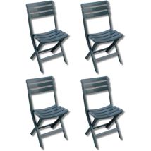 Tomaino - Sedia Da Giardino In Plastica Pieghevole, Pratik, Set Da 4 Pz Sedie Per Esterno Verde