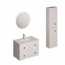 Naturel - Ensemble De Salle De Bain Avec Lavabo Comprenant Robinet De Lavabo, Bec Et Siphon Forli Blanc Brillant (ksetforli12)