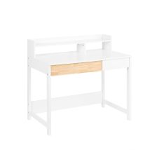 Scrivania Con 2 Cassetti Scrivania Per Cameretta Da Ragazzi Scrivania Scaffale Tavolo Bianco 100x59x95cm Fwt106-w - Sobuy