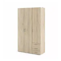 Ac Marca - Armadio 'space' Con 3 Ante E 3 Cassetti Effetto Quercia, 115,8x49,50x200,40h Cm