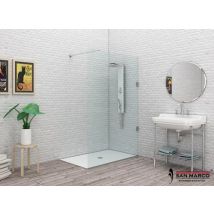 Cabina doccia in vetro temperato 120 cm – Profilo alluminio satinato – Parete doccia fissa – Ferbox
