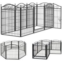 Bingopaw - Parque Para Mascotas Perros 8 Vallas Corral Plegable Valla Jardin Jaula Perrerras Para Animales Exterior Negro 190x63x80cm