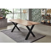 Sam Outillage - Esstisch Baumkante Akazie Naturfarben 220 X 100 Cm X-gestell Schwarz Frederik